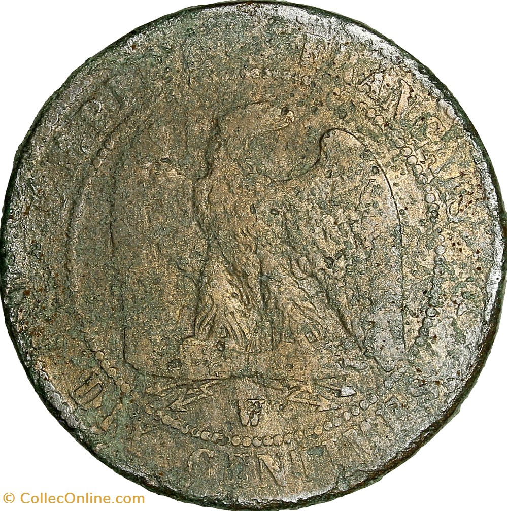 Dix centimes, tête nue, Napoléon III, 1854, Lille monnaies monde france dix centimes tete nue napoleon iii 1854 lille