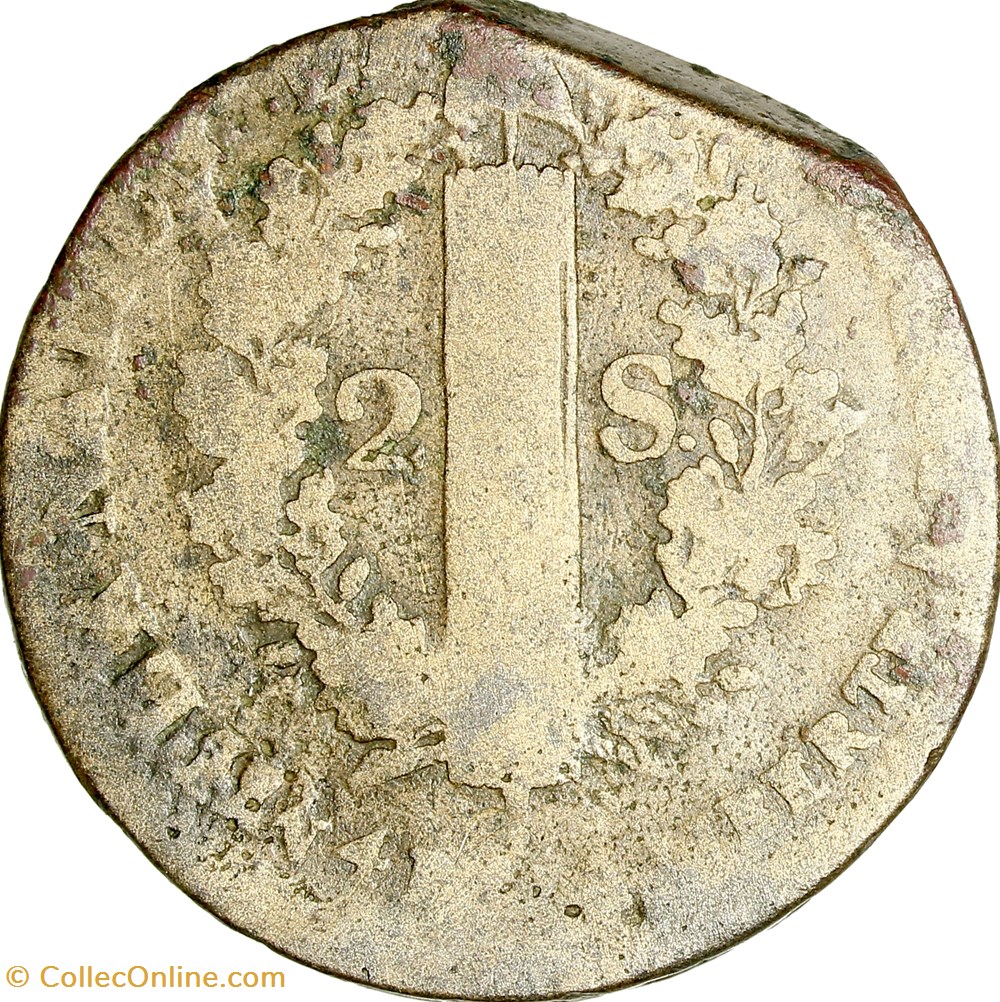 2 sols au faisceau, type François, Louis XVI, 1792, an 4, Lille monnaies monde france 2 sols au faisceau type francois louis xvi 1792 an 4 lille