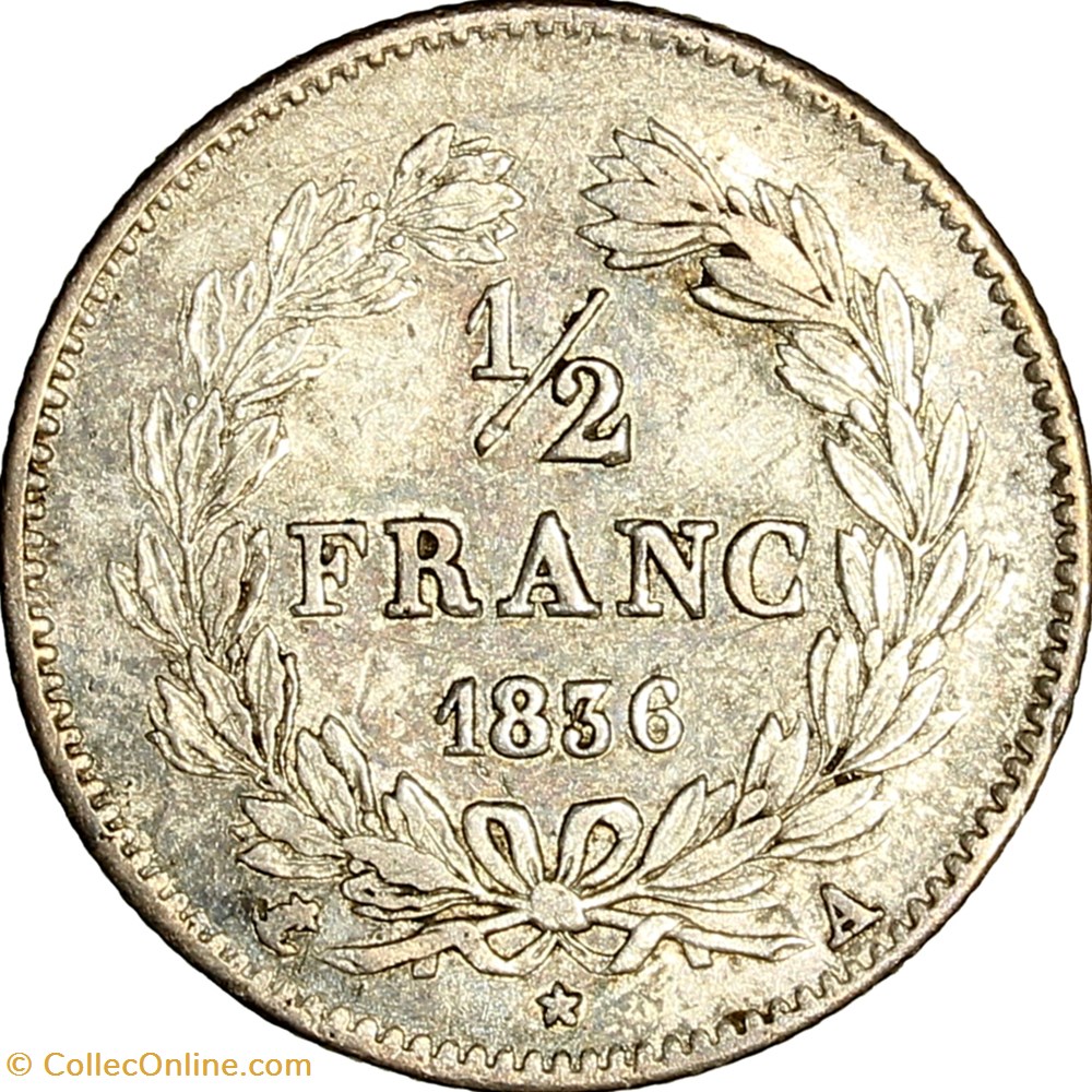 1/2 franc, Louis-Philippe Ier, 1836, Paris monnaies monde france 1 2 franc louis philippe ier 1836 paris