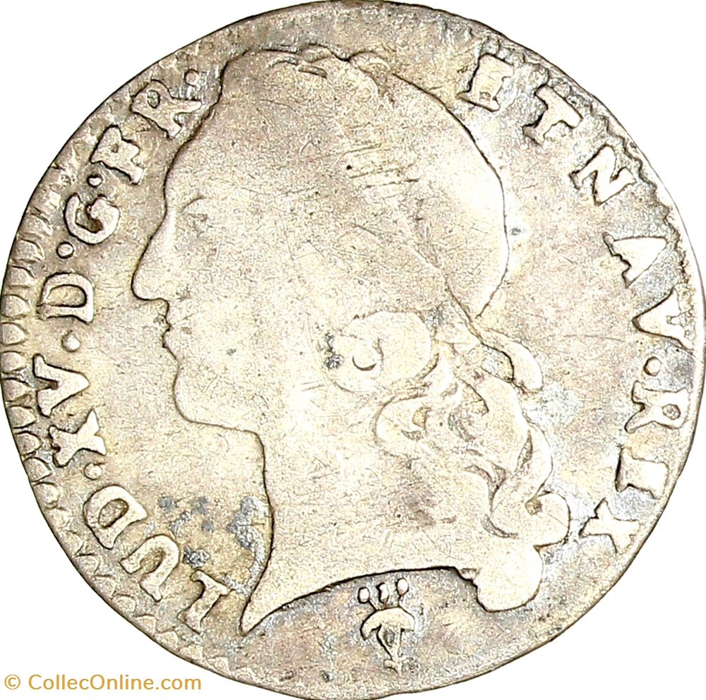 Vingtième d'écu au bandeau, Louis XV, 1752, Reims monnaies europe medievale france royales vingtieme ecu au bandeau louis xv 1752 reims