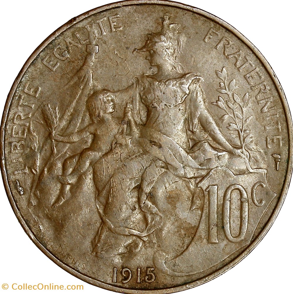monnaies france modernes 10 centimes daniel dupuis iiie republique 1915 listel large