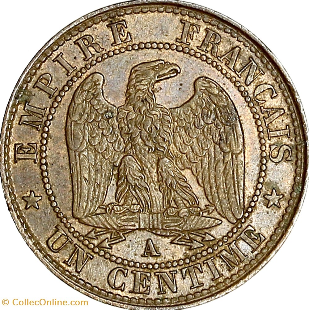 Un centime, tête laurée, Napoléon III, 1861, Paris monnaies monde france un centime tete lauree napoleon iii 1861 paris