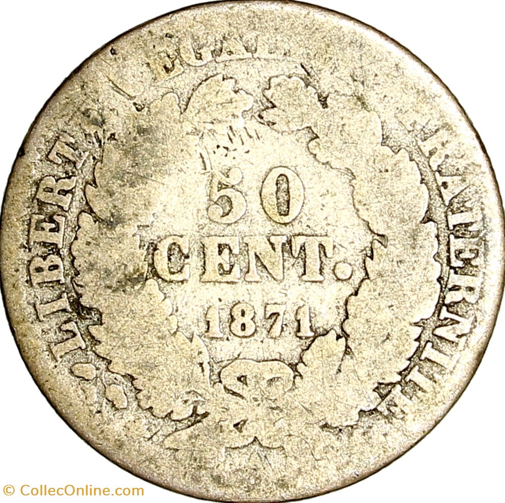 50 centimes Cérès, IIIe République, 1871, Paris monnaies monde france 50 centimes ceres iiie republique 1871 paris