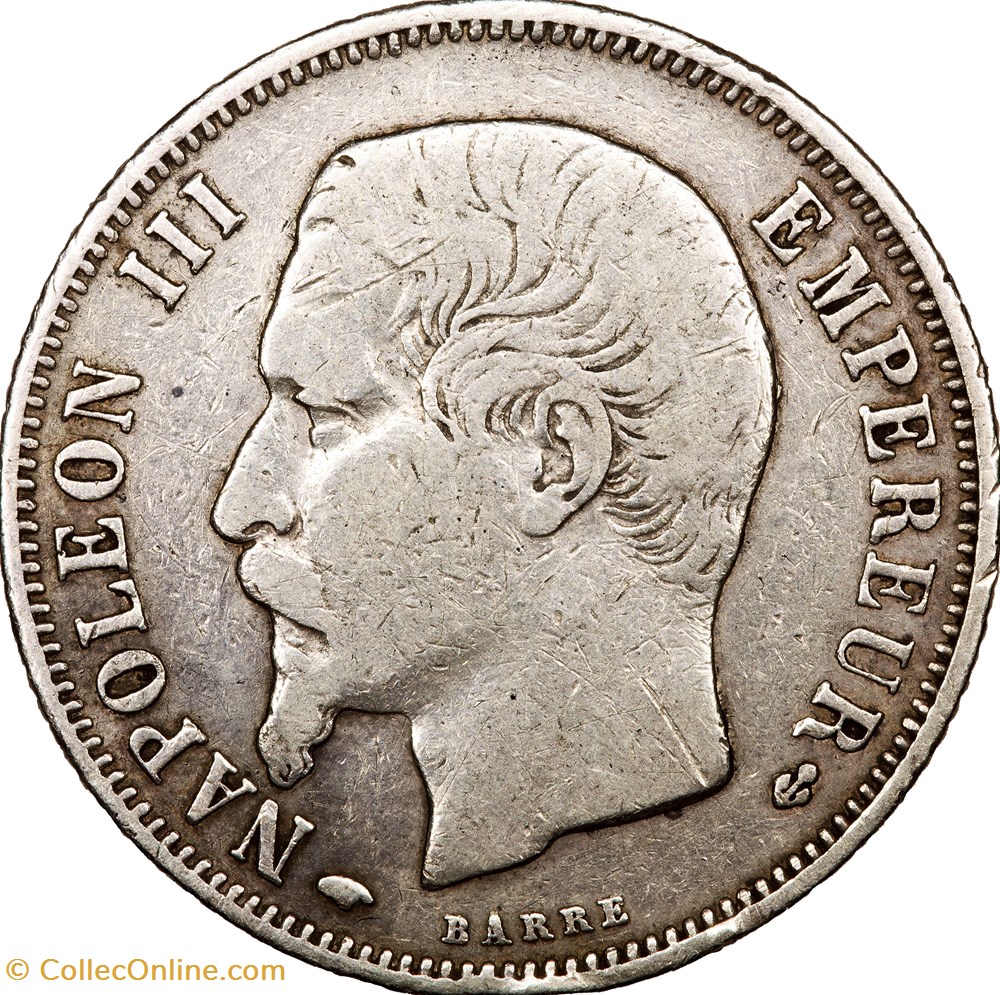1 franc, tête nue, Napoléon III, 1859, Paris monnaies monde france 1 franc tete nue napoleon iii 1859 paris