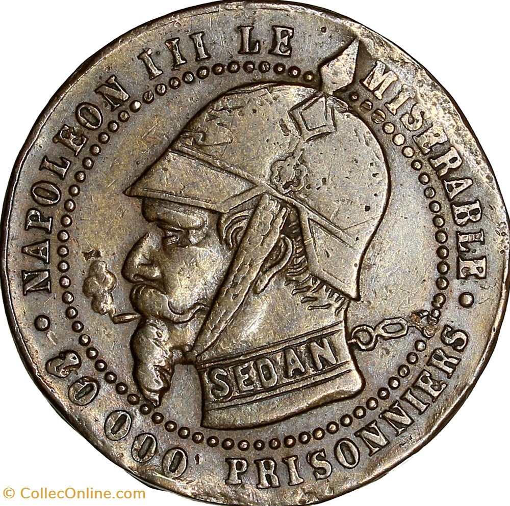 5 centimes satirique, défaite de Sedan, Gouvernement de la Défense Nationale, 1870 monnaies france modernes 5 centimes satirique defaite de sedan gouvernement de la defense nationale 1870