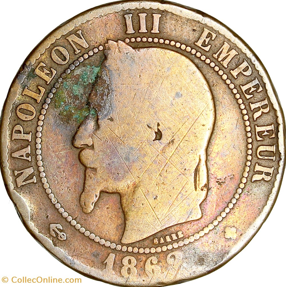 Dix centimes, tête laurée, Napoléon III, 1862, Strasbourg monnaies monde france dix centimes tete lauree napoleon iii 1862 strasbourg