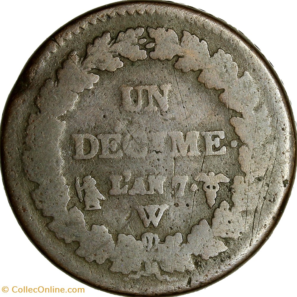 monnaies monde france un decime dupre grand module directoire an 7 lille