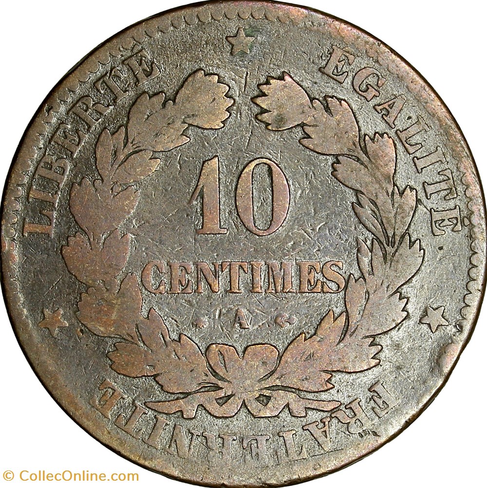 monnaies monde france 10 centimes ceres iiie republique 1870 grand a paris