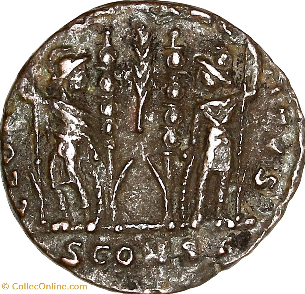 Centenionalis de Constantin Ier, Gloria Exercitus 2 enseignes, 332, Arles monnaies antiques romaines imperiales et republicaines centenionalis de constantin ier gloria exercitus 2 enseignes 332 arles