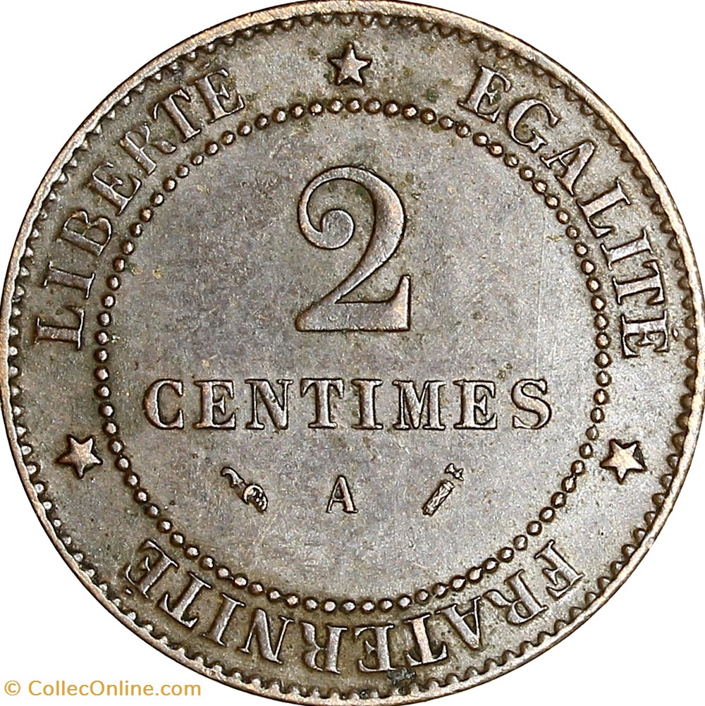 2 centimes Cérès, IIIe République, 1890, Paris monnaies monde france 2 centimes ceres iiie republique 1890 paris