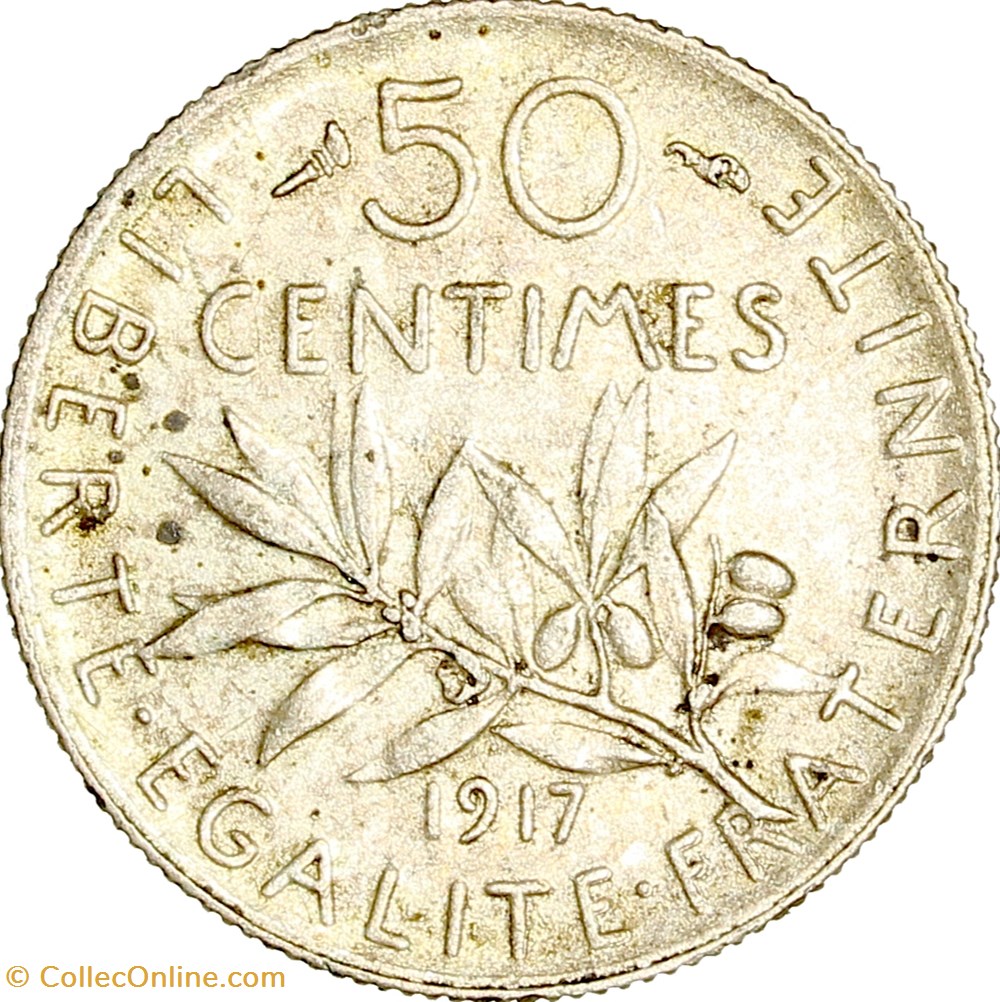 50 centimes Semeuse, IIIe République, 1917 monnaies monde france 50 centimes semeuse iiie republique 1917