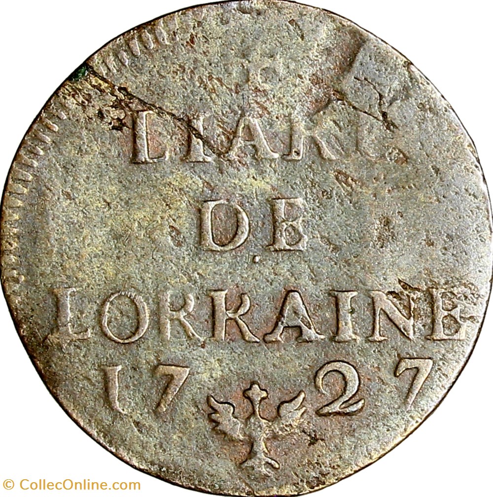 Liard de Léopold Ier de Lorraine, 1727, Nancy monnaies europe medievale france feodales liard de leopold ier de lorraine 1727 nancy
