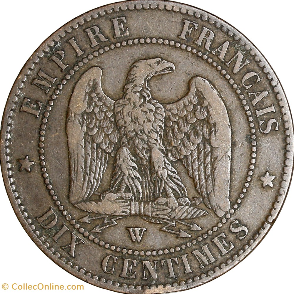 Dix centimes, tête nue, Napoléon III, 1857, Lille monnaies monde france dix centimes tete nue napoleon iii 1857 lille