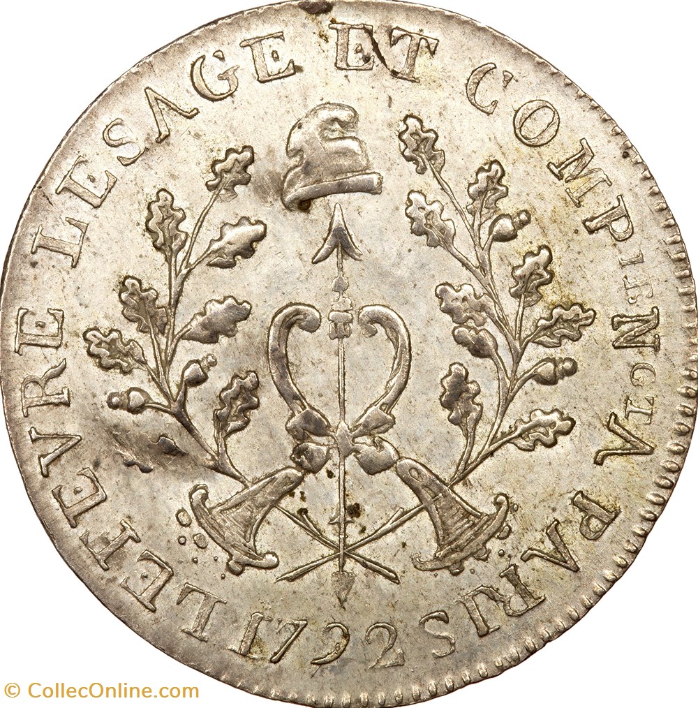 Lefevre Lesage de 5 sols, 1792, Paris monnaies monde france lefevre lesage de 5 sols 1792 paris