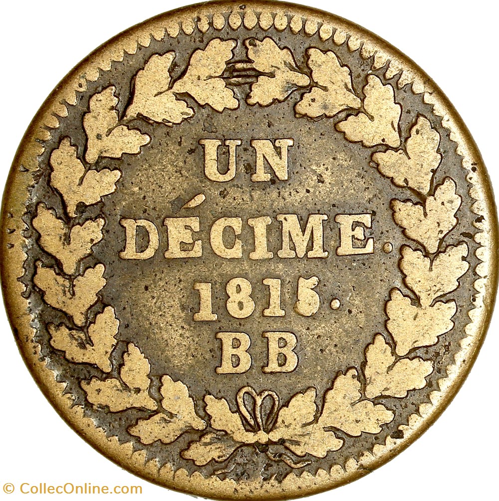 Un décime à l'N couronnée, Napoléon Ier, 1815••, Strasbourg monnaies monde france un decime a n couronnee napoleon ier 1815 strasbourg