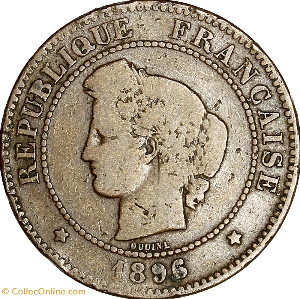 5 centimes Cérès, IIIe République, 1896, torche, Paris monnaies monde france 5 centimes ceres iiie republique 1896 torche paris