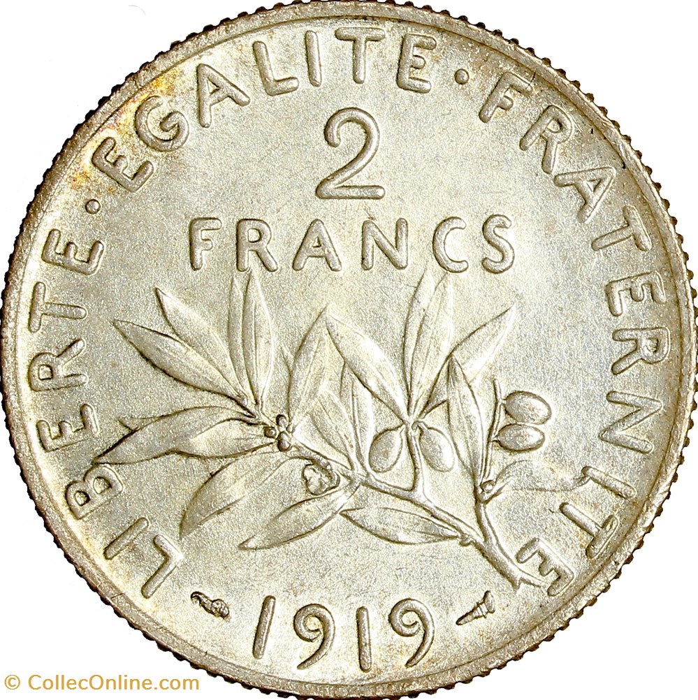 2 francs Semeuse, IIIe République, 1919 monnaies monde france 2 francs semeuse iiie republique 1919