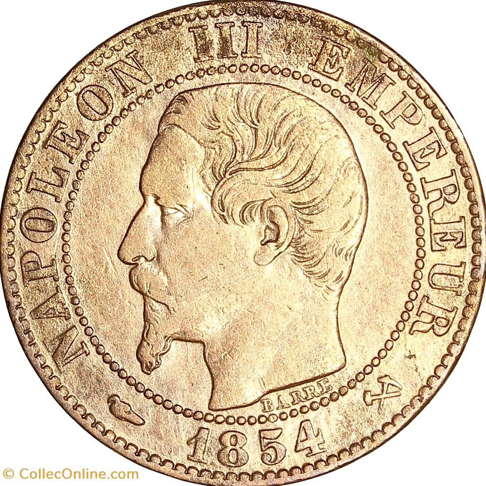 Cinq centimes, tête nue, Napoléon III, 1854, Rouen monnaies monde france cinq centimes tete nue napoleon iii 1854 rouen