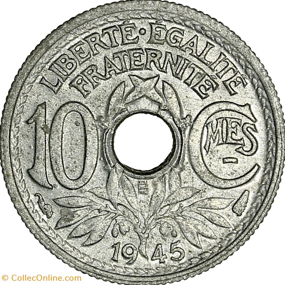 10 centimes Lindauer, petit module, GPRF, 1945, Beaumont-le-Roger monnaies monde france 10 centimes lindauer petit module gprf 1945 beaumont le roger