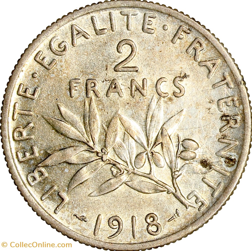 2 francs Semeuse, IIIe République, 1918 monnaies monde france 2 francs semeuse iiie republique 1918