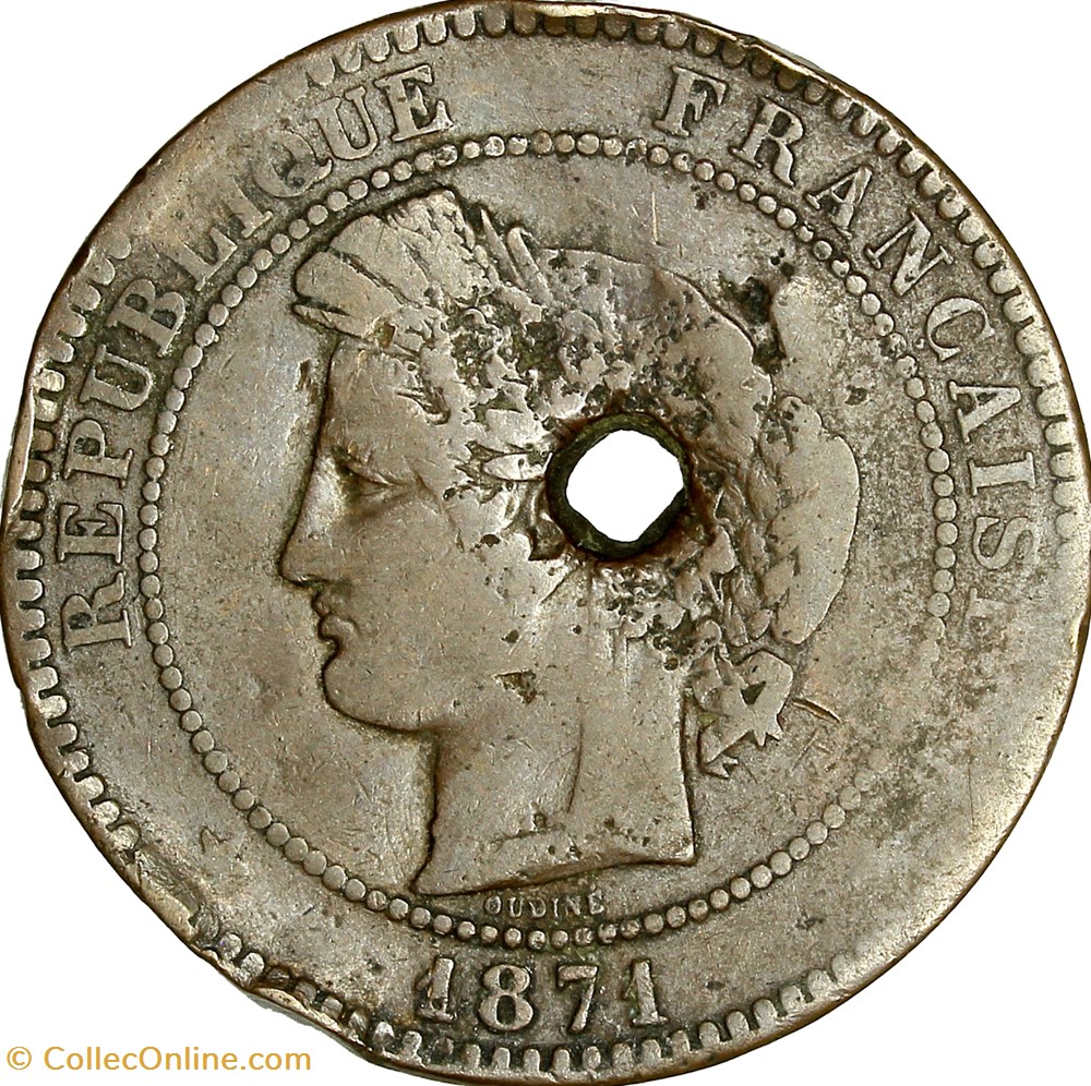 10 centimes Cérès, IIIe République, 1871, grand A, Paris monnaies monde france 10 centimes ceres iiie republique 1871 grand a paris