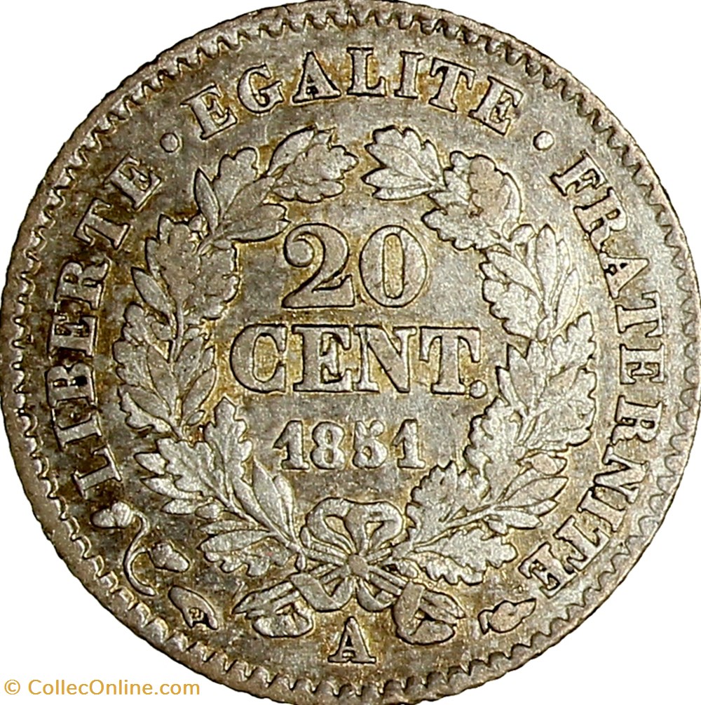 monnaies monde france 20 centimes ceres iie republique 1851 paris