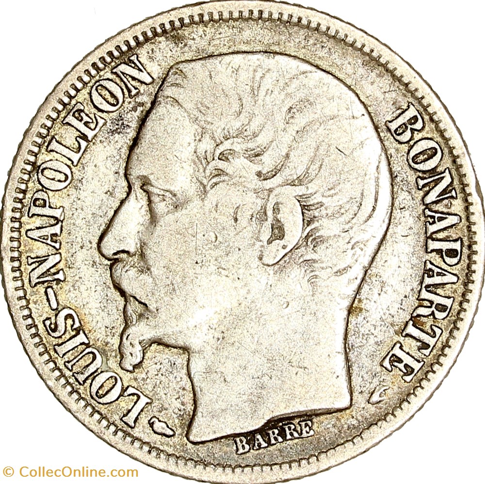 monnaies monde france 1 franc louis napoleon bonaparte iie republique 1852 paris