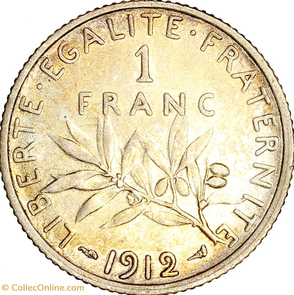 monnaies monde france 1 franc semeuse iiie republique 1912