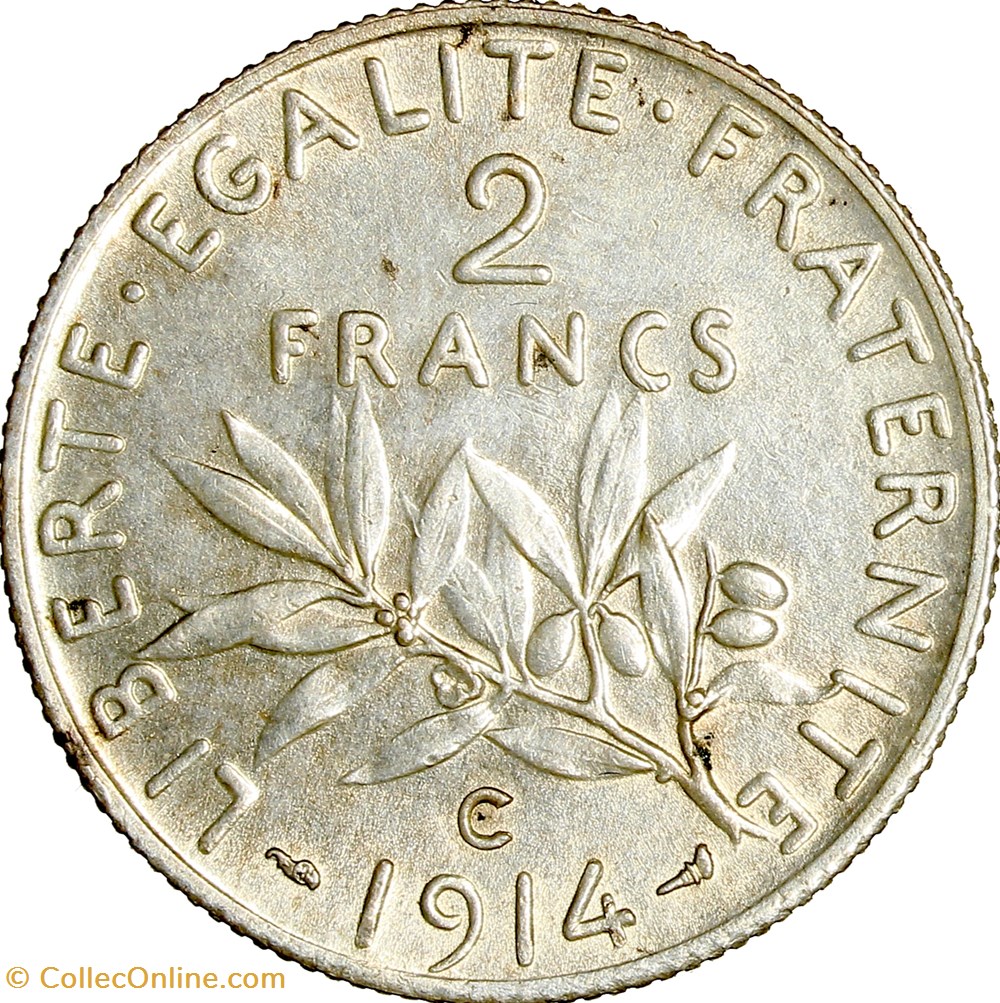 2 francs Semeuse, IIIe République, 1914, Castelsarrasin monnaies monde france 2 francs semeuse iiie republique 1914 castelsarrasin