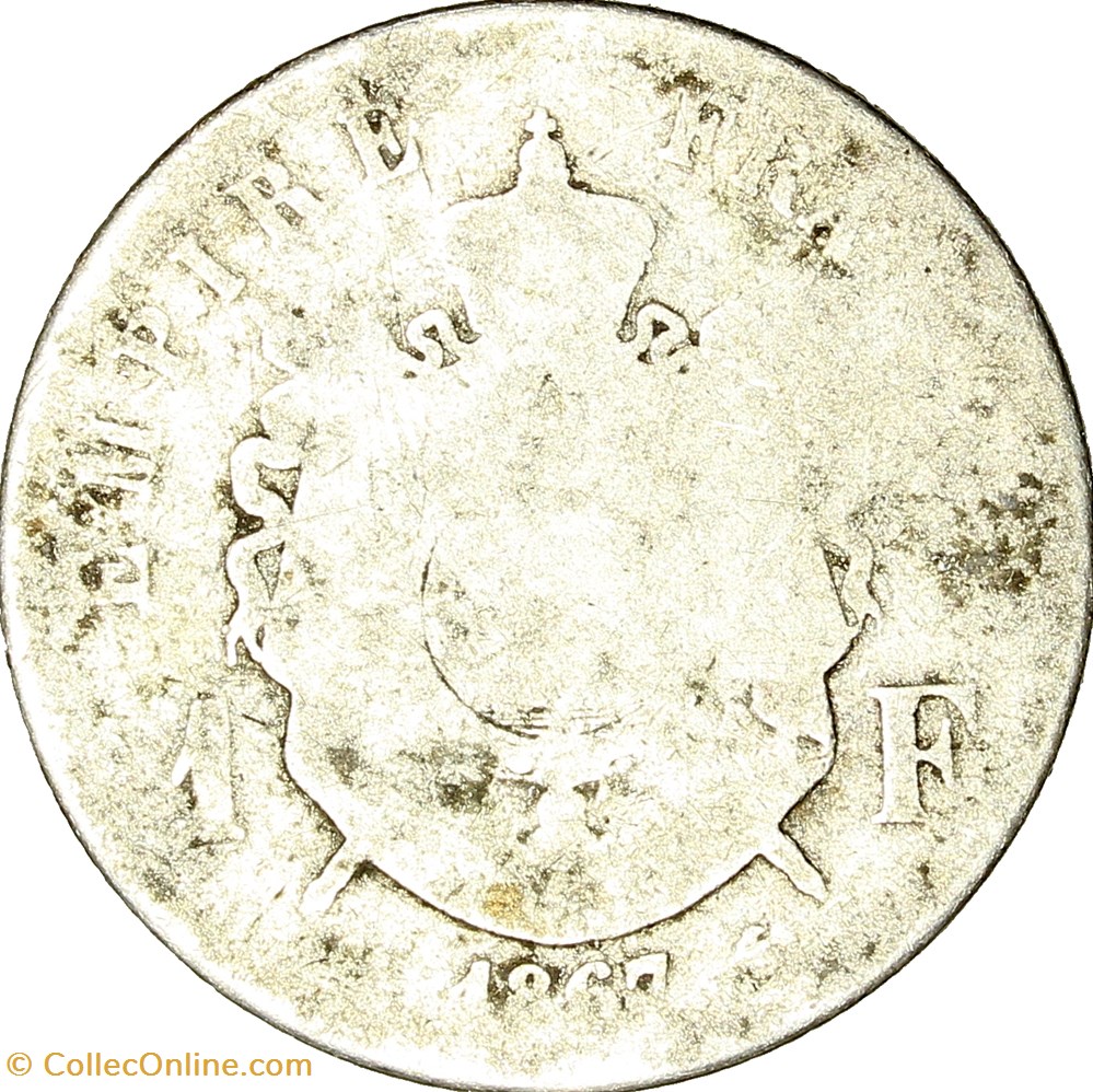 monnaies monde france 1 franc tete lauree napoleon iii 1867 bordeaux