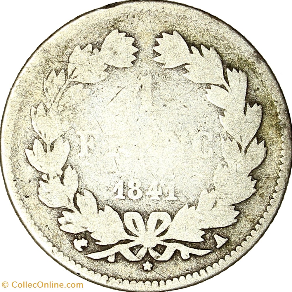 1 franc, couronne de chêne, Louis-Philippe Ier, 1841, Paris monnaies monde france 1 franc couronne de chene louis philippe ier 1841 paris