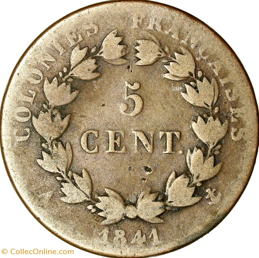 5 centimes des colonies, Louis-Philippe Ier, 1841, Paris monnaies monde france 5 centimes des colonies louis philippe ier 1841 paris