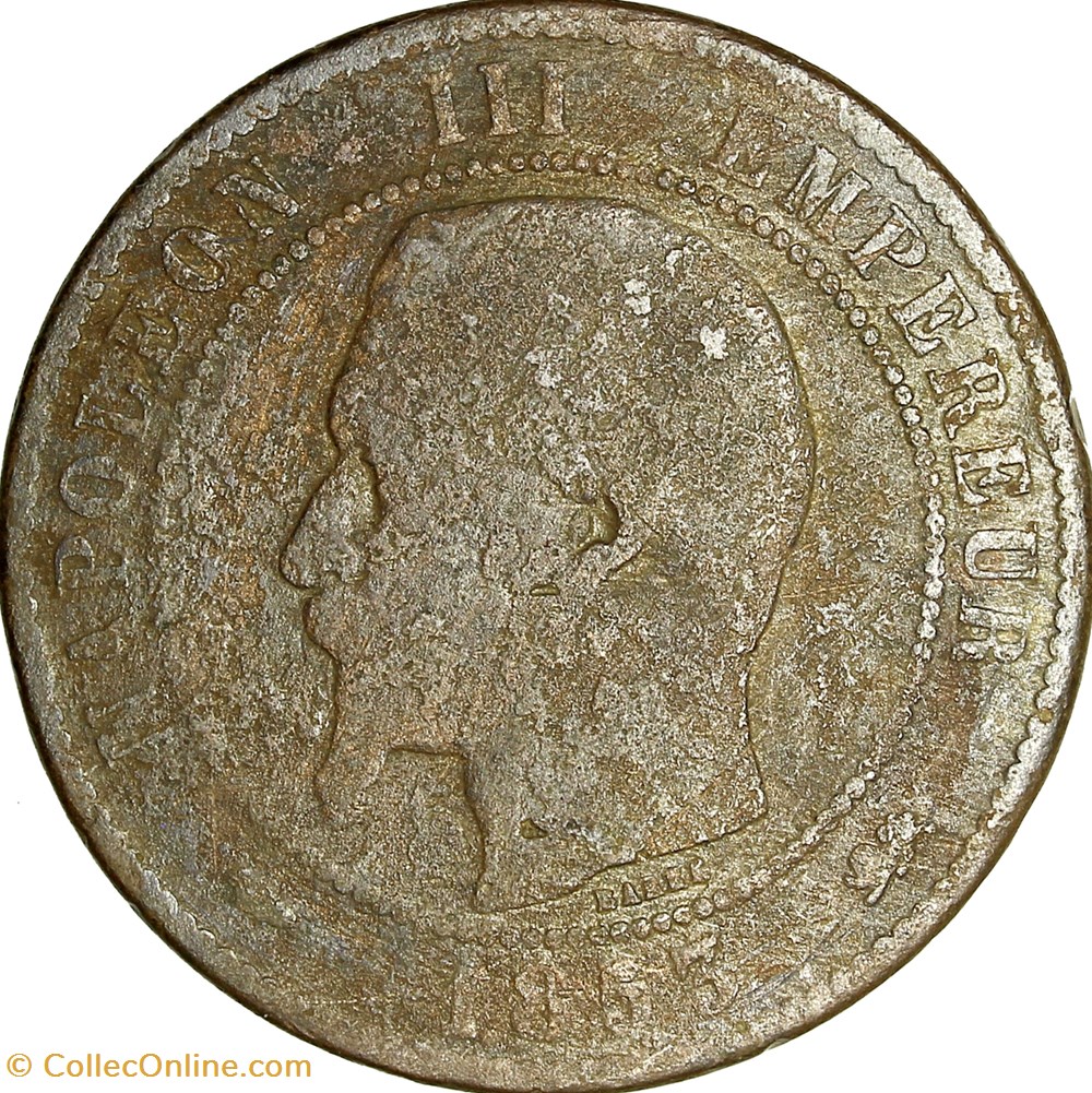 Dix centimes, tête nue, Napoléon III, 1853, Lyon monnaies monde france dix centimes tete nue napoleon iii 1853 lyon