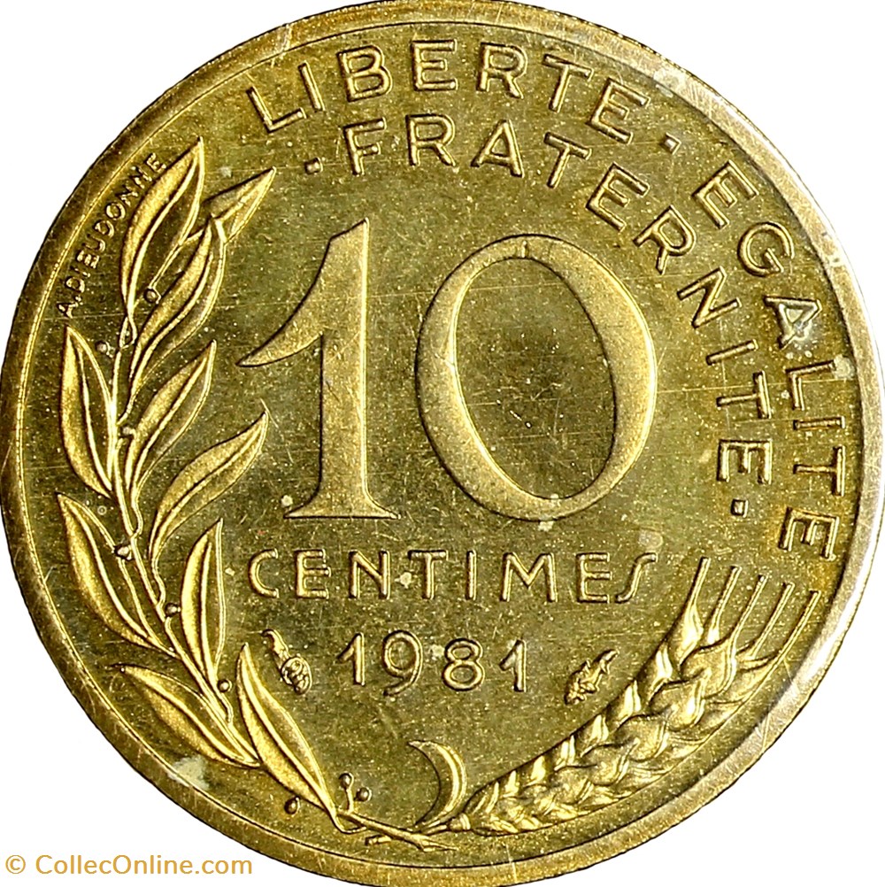 10 centimes Marianne, FDC, 1981 monnaies monde france 10 centimes marianne fdc 1981