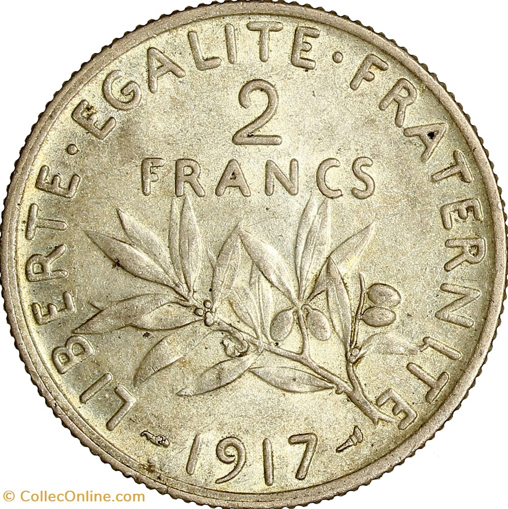 2 francs Semeuse, IIIe République, 1917 monnaies monde france 2 francs semeuse iiie republique 1917