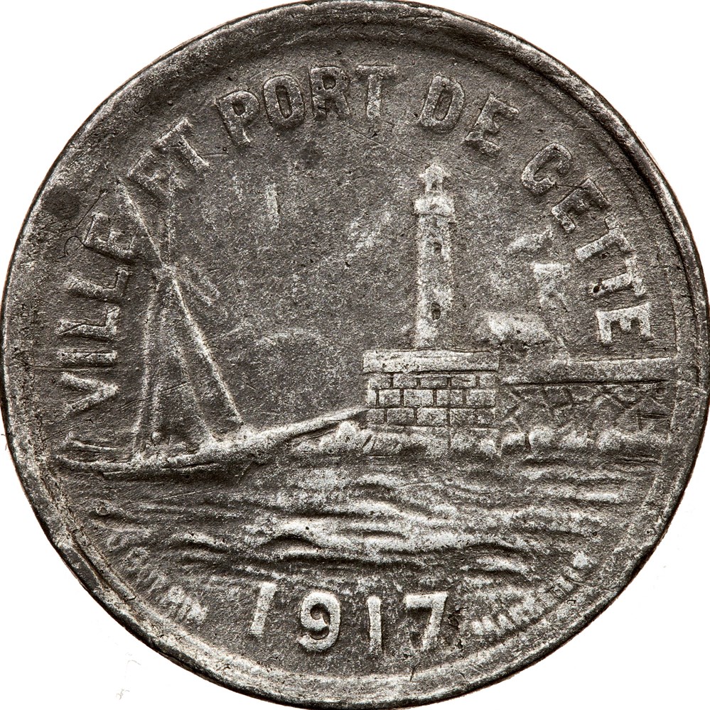 5 centimes, ville de Sète, 1917 monnaies monde france 5 centimes ville de sete 1917