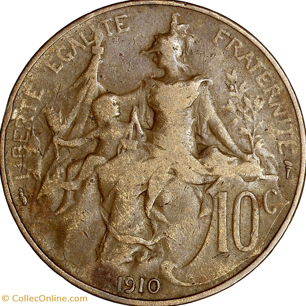 10 centimes Daniel-Dupuis, IIIe République, 1910 monnaies france modernes 10 centimes daniel dupuis iiie republique 1910