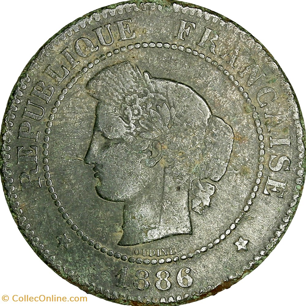 5 centimes Cérès, IIIe République, 1886, Paris monnaies monde france 5 centimes ceres iiie republique 1886 paris
