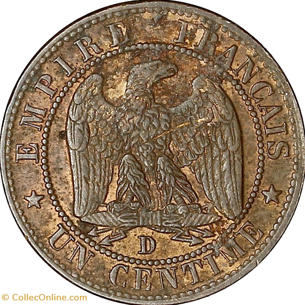 Un centime, tête nue, Napoléon III, 1855, chien, Lyon monnaies monde france un centime tete nue napoleon iii 1855 chien lyon
