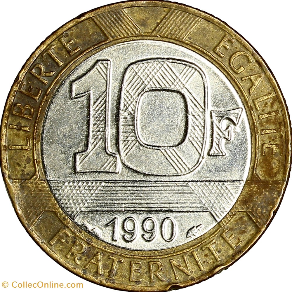 monnaies france modernes 10 francs genie de la bastille ve republique 1990 faux epoque