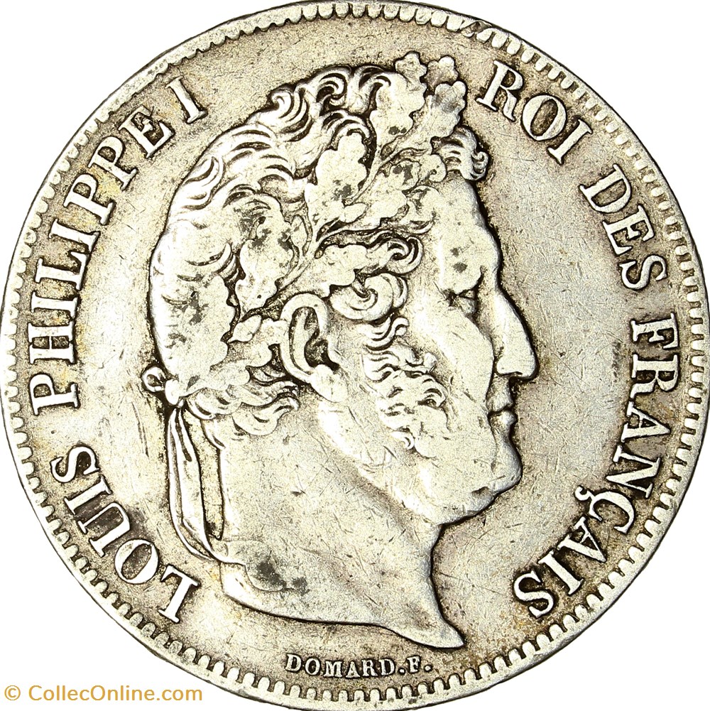 monnaies monde france 5 francs 2e type domard louis philippe ier 1838 lille