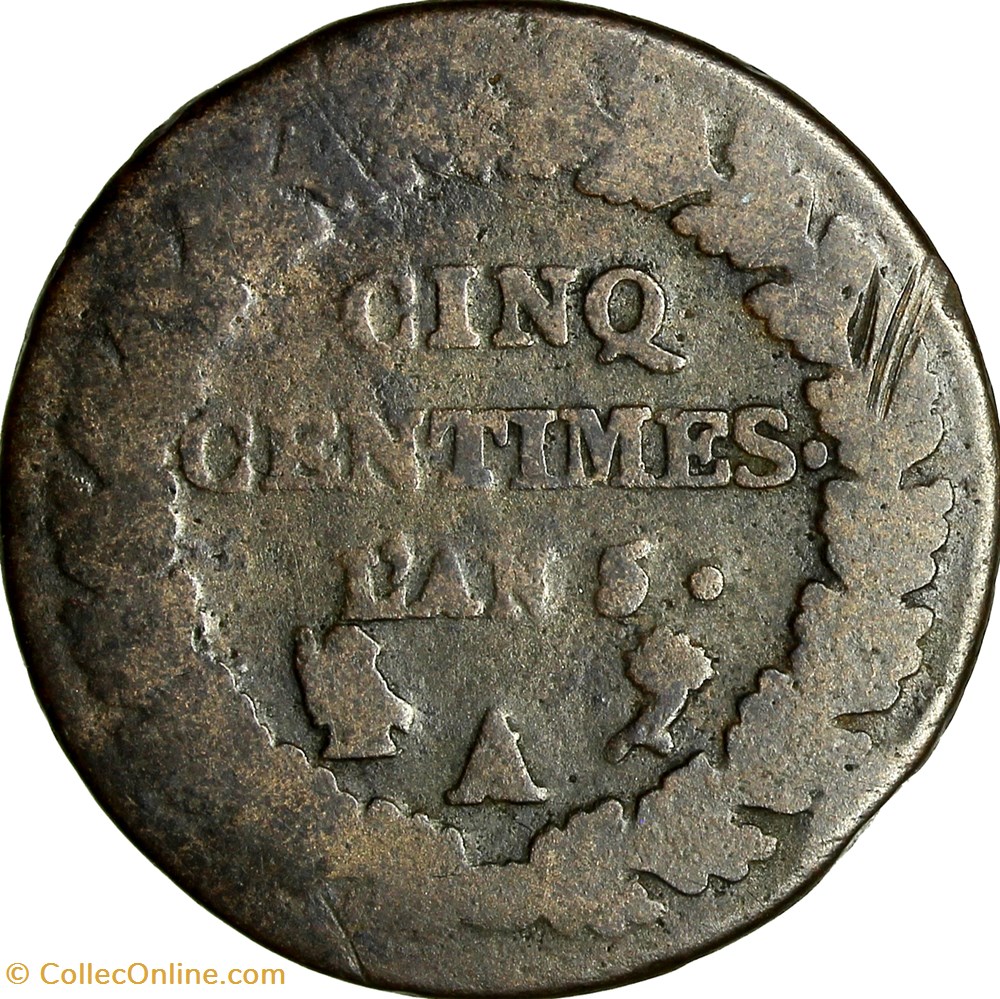 Cinq centimes Dupré, grand module, le Directoire, an 5, A / I, Paris monnaies monde france cinq centimes dupre grand module le directoire an 5 a i paris