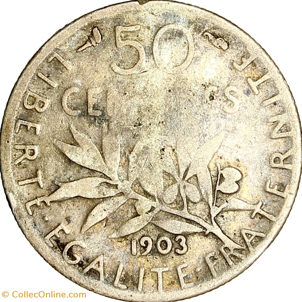 50 centimes Semeuse, IIIe République, 1903 monnaies monde france 50 centimes semeuse iiie republique 1903