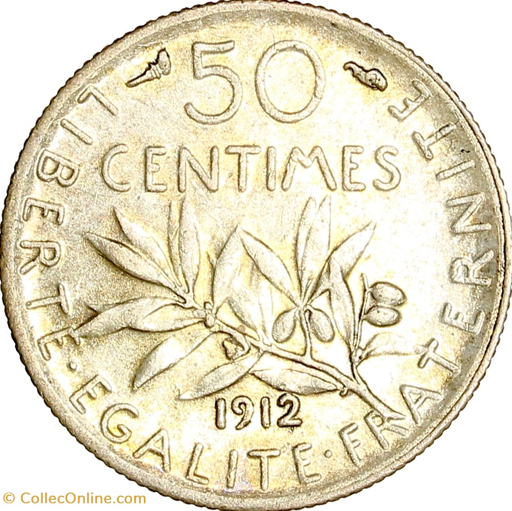 50 centimes Semeuse, IIIe République, 1912 monnaies monde france 50 centimes semeuse iiie republique 1912