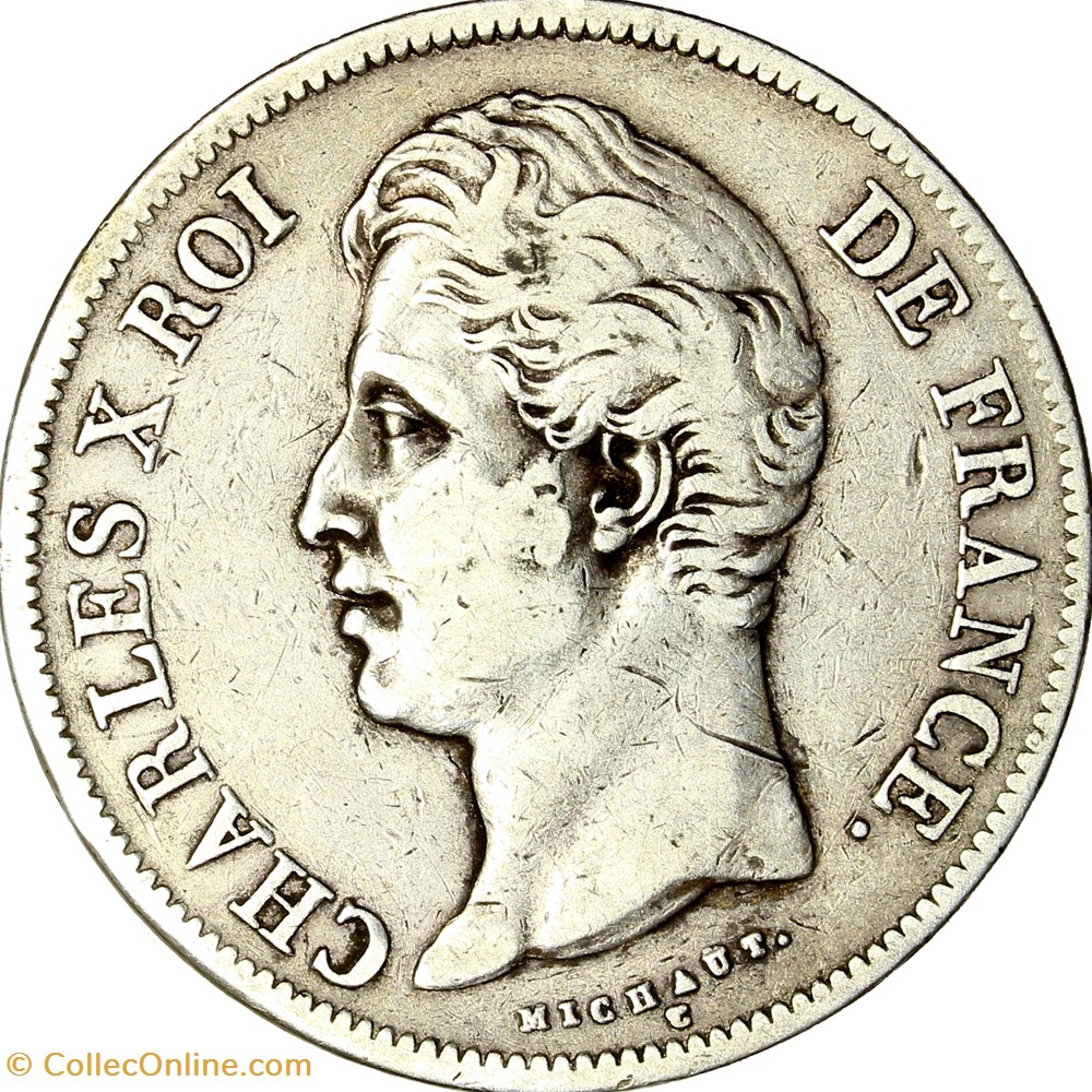 5 francs 2e type, Charles X, 1828, Lille monnaies monde france 5 francs 2e type charles x 1828 lille