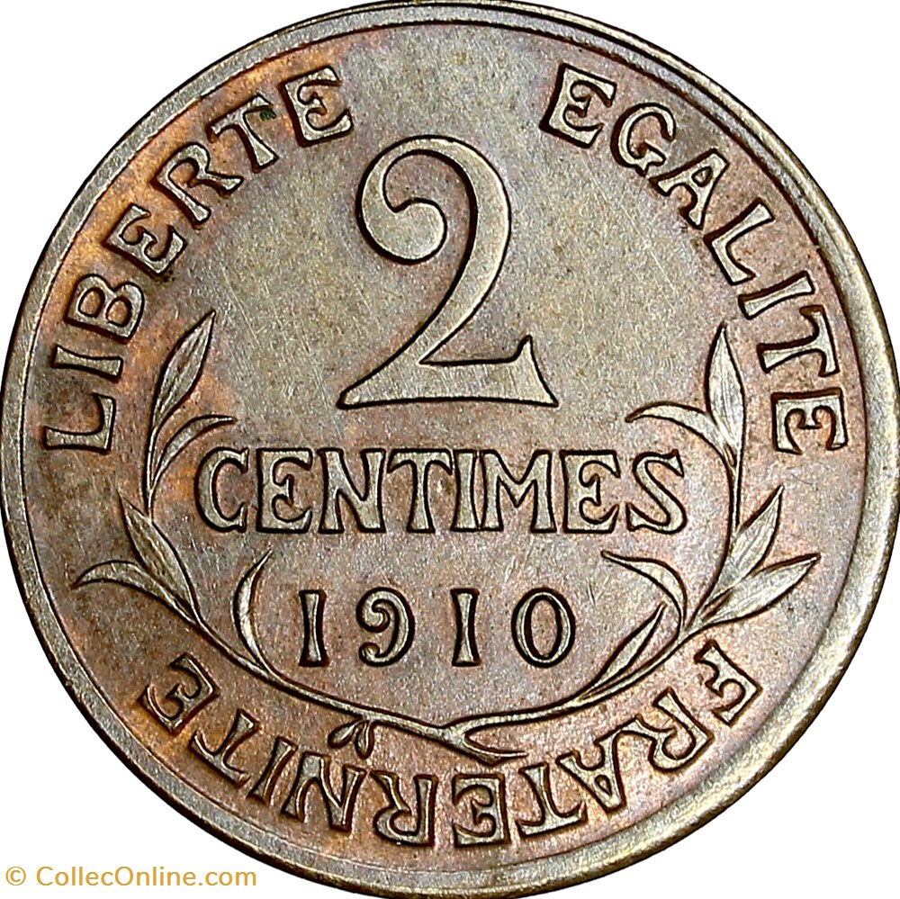 2 centimes Daniel-Dupuis, IIIe République, 1910 monnaies france modernes 2 centimes daniel dupuis iiie republique 1910