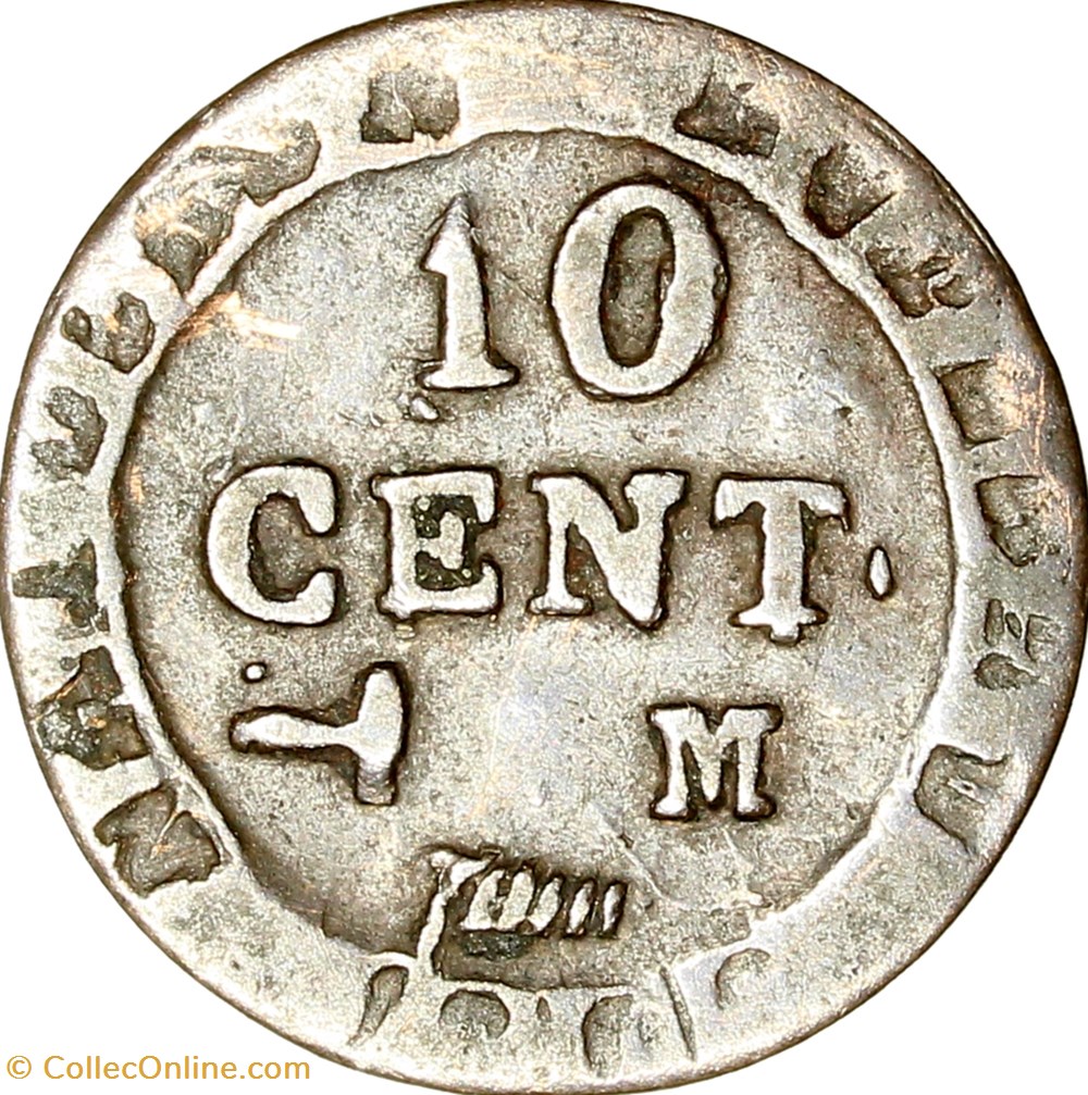 10 cent. à l'N couronnée, Napoléon Ier, 1808-1809, faux d'époque monnaies france modernes 10 cent a n couronnee napoleon ier 1808 1809 faux epoque