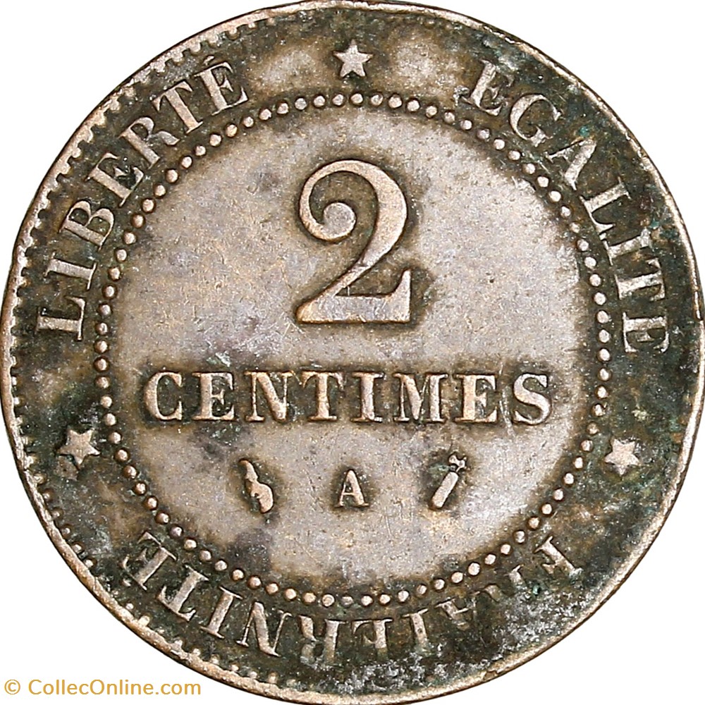 2 centimes Cérès, IIIe République, 1886, Paris monnaies monde france 2 centimes ceres iiie republique 1886 paris