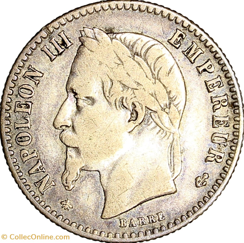 50 centimes, tête laurée, Napoléon III, 1867, Paris monnaies monde france 50 centimes tete lauree napoleon iii 1867 paris