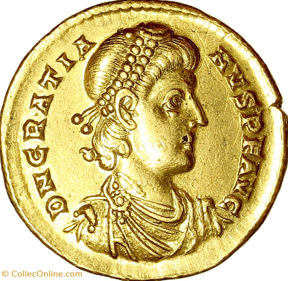 Solidus of Gratian, Gratian and Valentinian II, mi. 377 - mi. 380, Trier monnaies antiques romaines republicaines imperiales solidus of gratian gratian and valentinian ii mi 377 mi 380 trier